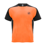 Camiseta sport bicolor para niños manga corta 140 g/m2 Roly Bugatti color naranja fluorescente vista impresión serigrafía
