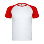 Camiseta sport infantil bicolor de manga corta 140 g/m2 Roly Indianápolis color rojo