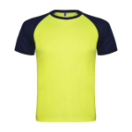 Camiseta sport infantil bicolor de manga corta 140 g/m2 Roly Indianápolis color amarillo