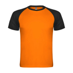 Camiseta sport infantil bicolor de manga corta 140 g/m2 Roly Indianápolis color naranja