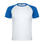 Camiseta sport infantil bicolor de manga corta 140 g/m2 Roly Indianápolis color azul real