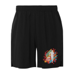 Pantalones de deporte cortos de poliéster reciclado unisex 100 g/m2 Roly color negro vista impresión serigrafía