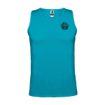 Chaleco deportivo para hombre técnico de poliéster 140 g/m2 Roly color turquesa vista impresión serigrafía