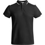 Polo de poliéster de manga corta para hombre bicolor 140 g/m2 Roly color negro
