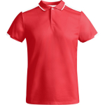 Polo de poliéster de manga corta para hombre bicolor 140 g/m2 Roly color rojo