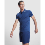 Polo de poliéster de manga corta para hombre bicolor 140 g/m2 Roly color azul real imagen de estilo de vida