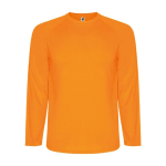 Camiseta deportiva manga larga de poliéster de hombre 150 g/m2 Roly color naranja fluorescente