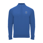 Jersey deportivo con media cremallera de poliéster 200 g/m2 Roly color azul real vista impresión serigrafía