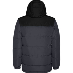 Chaqueta unisex bicolor estilo plumón de poliéster con capucha Roly color negro segunda vista trasera