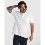 Polo piqué de algodón y poliéster con bolsillo unisex 190 g/m2 Roly color blanco imagen de estilo de vida 2