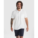 Polo piqué de algodón y poliéster con bolsillo unisex 190 g/m2 Roly color blanco