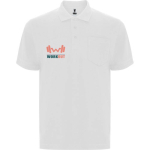 Polo piqué de algodón y poliéster con bolsillo unisex 190 g/m2 Roly color blanco vista impresión serigrafía