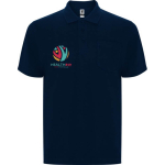 Polo piqué de algodón y poliéster con bolsillo unisex 190 g/m2 Roly color azul marino vista impresión serigrafía