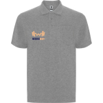 Polo piqué de algodón y poliéster con bolsillo unisex 190 g/m2 Roly color gris claro jaspeado vista impresión serigrafía