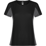 Camiseta deportiva de poliéster para mujer bicolor 140 g/m2 Roly color negro