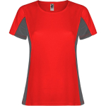 Camiseta deportiva de poliéster para mujer bicolor 140 g/m2 Roly color rojo