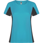 Camiseta deportiva de poliéster para mujer bicolor 140 g/m2 Roly color turquesa
