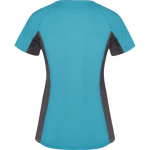 Camiseta deportiva de poliéster para mujer bicolor 140 g/m2 Roly color turquesa segunda vista trasera