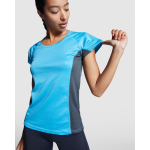 Camiseta deportiva de poliéster para mujer bicolor 140 g/m2 Roly color turquesa imagen de estilo de vida