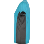 Camiseta deportiva de poliéster para mujer bicolor 140 g/m2 Roly color turquesa vista lateral
