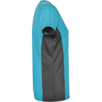 Camiseta deportiva de poliéster para mujer bicolor 140 g/m2 Roly color turquesa segunda vista lateral