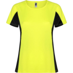 Camiseta deportiva de poliéster para mujer bicolor 140 g/m2 Roly color amarillo fluorescente