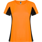 Camiseta deportiva de poliéster para mujer bicolor 140 g/m2 Roly color naranja fluorescente