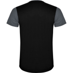 Camiseta deportiva unisex de poliéster en manga corta 130 g/m2 Roly color gris oscuro segunda vista trasera
