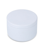 Vela de cera vegetal en tarro de acero reciclado circular color blanco