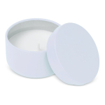 Vela de cera vegetal en tarro de acero reciclado circular color blanco tercera vista