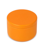 Vela de cera vegetal en tarro de acero reciclado circular color naranja