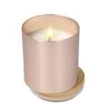 Vela de cera vegetal en tarro de aluminio reciclado metalizado color oro rosa segunda vista