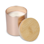 Vela de cera vegetal en tarro de aluminio reciclado metalizado color oro rosa tercera vista