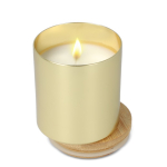 Vela de cera vegetal en tarro de aluminio reciclado metalizado color dorado segunda vista