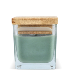 Vela de cera vegetal en tarro de cristal con tapa de bambú color verde oliva quinta vista