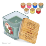 Vela de cera vegetal en tarro de cristal con tapa de bambú