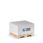 Cubo de notas de 420 hojas lisas FSC en palé de madera 10x10x5cm vista principal