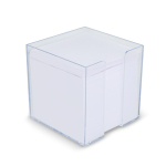 Cubo de notas de 800 hojas lisas FSC en caja de cubo 10x10x10cm color transparente