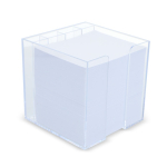 Cubo de notas de 800 hojas lisas FSC en caja con compartimientos color transparente segunda vista