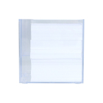 Cubo de notas de 800 hojas lisas FSC en caja con compartimientos color transparente cuarta vista