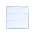 Cubo de notas de 800 hojas lisas FSC en caja con compartimientos color transparente quinta vista