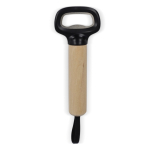 Abrebotellas de ABS y acero con mango de madera y cinta para colgar color negro