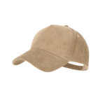 Gorra de corduroy de 5 paneles con cierre ajustable de hebilla metálica color beige primera vista