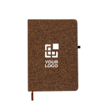 Libreta hecha de fibra de café y corcho de hojas a rayas A5 vista principal