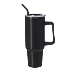 Vaso térmico de acero inoxidable con asa y pajita negra 1.2L primera vista