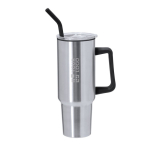 Vaso térmico de acero inoxidable con asa y pajita negra 1,2L vista principal