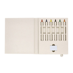 Set ecológico de dibujo con lápices de colores eternos y bloc de notas color blanco primera vista