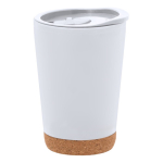 Vaso take away de doble pared con detalle de corcho en la base 260ml color blanco primera vista