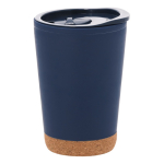 Vaso take away de doble pared con detalle de corcho en la base 260ml color azul marino primera vista