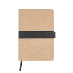 Libreta de corcho con banda de cierre magnético de PU a rayas A5 color negro primera vista